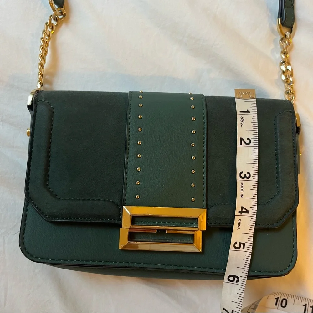 Topshop Emerald Green and Gold Studded Crossbody Bag